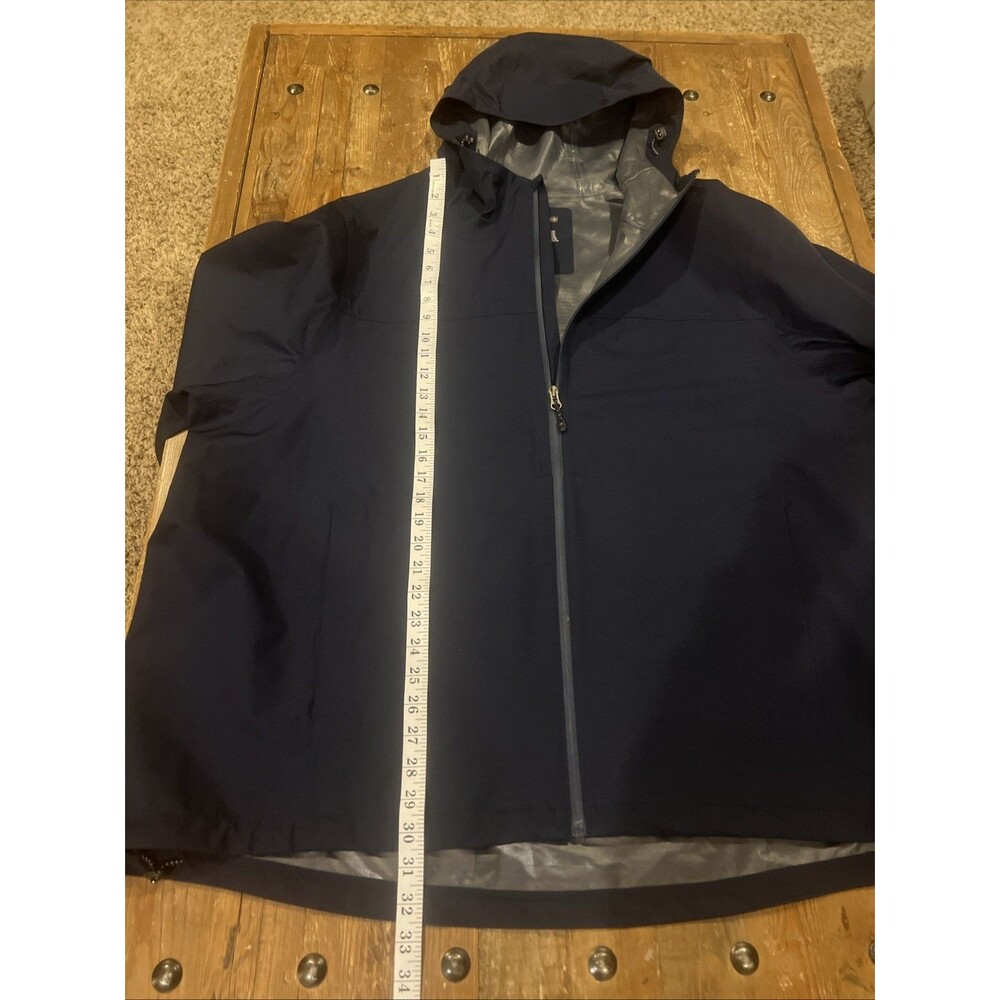 Swiss Tech Men’s Navy Blue Hooded Rain Jacket Size 3XL Waterproof EUC - Picture 6 of 13